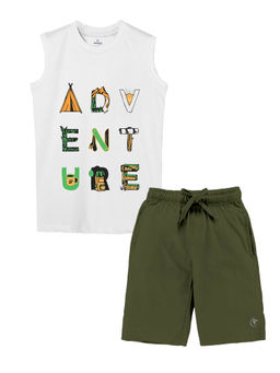 KiddoPanti - Boys Adventure Printed Sleeveless T-shirt and Shorts