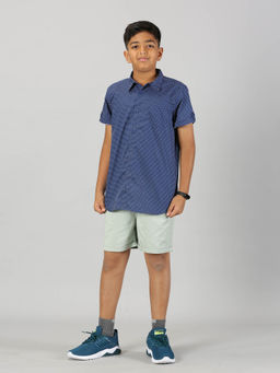 KiddoPanti - Boys Blue Printed Half Sleeve Shirt and Shorts