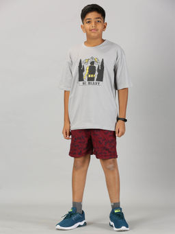 KiddoPanti - Boys Be Ready Grey Printed T-shirt & Shorts
