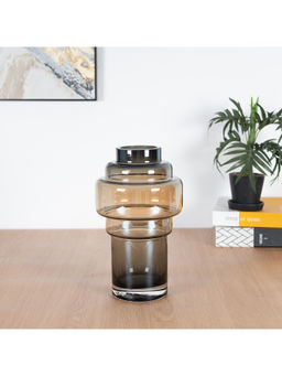 HomeTown - Modern Glass Vase, Smoky