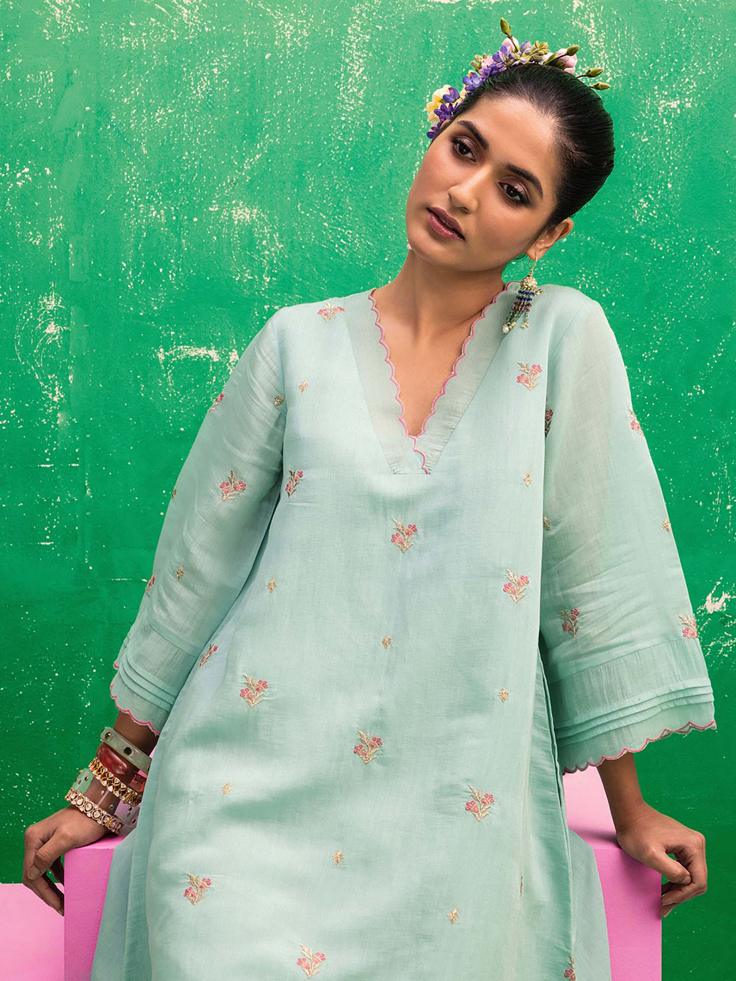 libas Embroidered Chanderi Cotton A-Line Kurta for Women-picture-23