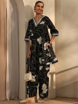 Libas - Black Cotton Kurta With Salwar