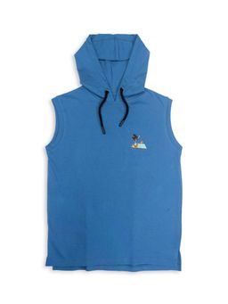 My Milestones - Blue Boys Regular Fit Sleeveless Hooded Sweatshirt