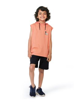 My Milestones - Peach Boys Regular Fit Sleeveless Hooded Sweatshirt