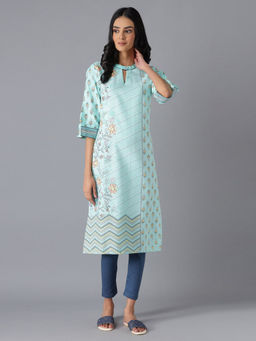 Aurelia - Green Cotton Printed Kurta
