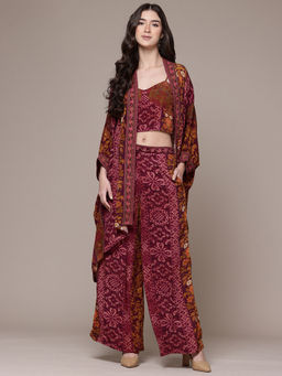 Ritu Kumar - Womens Viscose Embroidered Floral Multi-Color Co-Ord Set