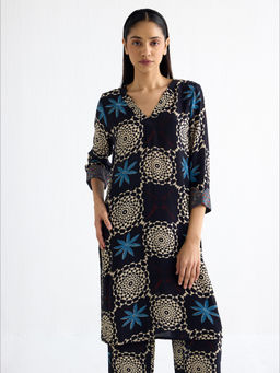 Ancestry - Ajrakh Printed V Neck Kurta
