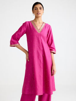 Ancestry - Fuchsia Pink Flared Kurta