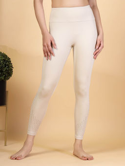 INVINCIBLE - Women Cream Yoga Training Laser Leggings