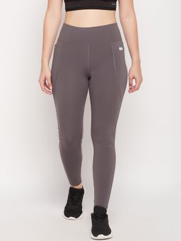 Clovia - Feather Feel High Rise 3 Pocket Tights in Dark Grey
