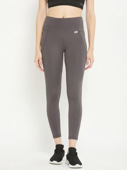 Clovia - Snug-Fit High-Rise 4 Pocket Active Tights in Dark Grey