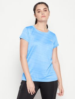 Clovia - Comfort-Fit Active T-Shirt in Sky Blue