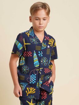 Jack & Jones Junior - Boys Printed Blue Shirt