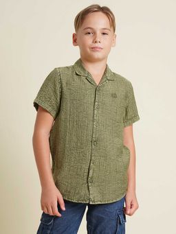 Jack & Jones Junior - Boys Textured Olive Shirt