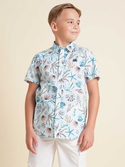 Jack & Jones Junior - Boys Printed Blue Shirt