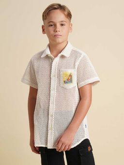 Jack & Jones Junior - Boys Printed White Shirt