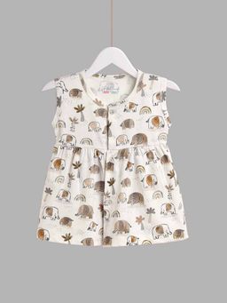 HELLCAT - Trendy Beige Soft Baby Frock Dress for Girls Soft 0-18M