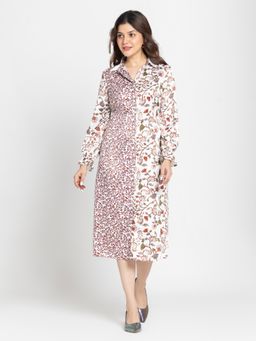 SHAYE - White Printed Midi Dress