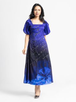 SHAYE - Blue Embellished Midi Dress