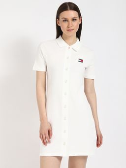 Tommy Hilfiger - White Solid Mini Dress