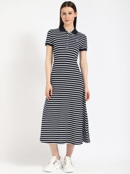 Tommy Hilfiger - Navy Blue Stripes Midi Dress