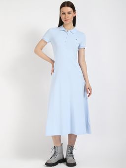Tommy Hilfiger - Blue Solid Midi Dress
