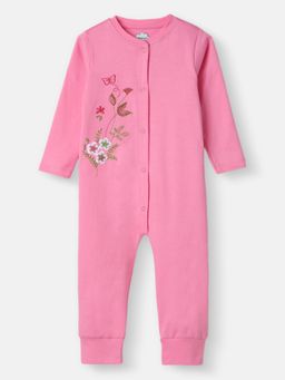 Nautinati - Girls Cotton Embroidered Sleepsuit