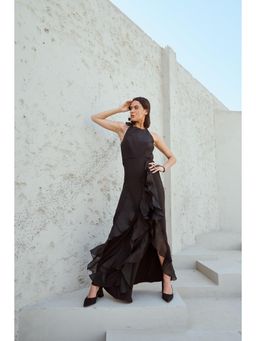 RENASCI - Black Solid/Plain Daphne Maxi Dress