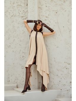 RENASCI - Black Solid/Plain Surface Knee Length Dress with Belt (Set of 2)