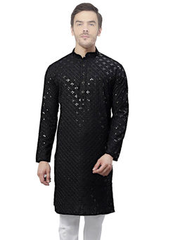 SG LEMAN - Black Sequined Kurta for Men