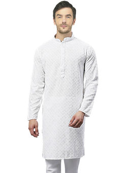 SG LEMAN - White Sequined Kurta for Men