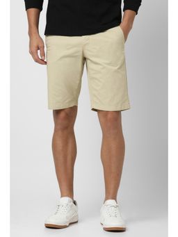 Van Heusen - Men Beige Solid Casual Shorts