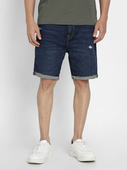 American Eagle - Men Blue Air Flex+ Distressed 9 Denim Short