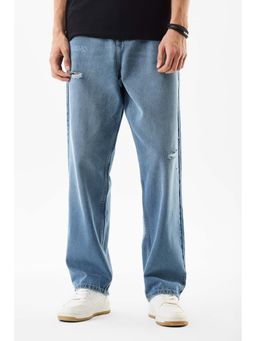Snitch - Blue Solid Loose Casual Jeans for Men