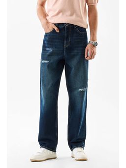 Snitch - Blue Solid Loose Casual Jeans