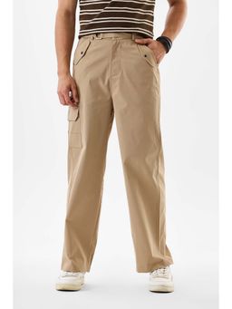 Snitch - Beige Solid Casual Cargo Pants for Men