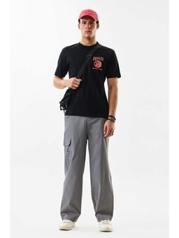 Snitch - Grey Solid Casual Cargo Pants for Men