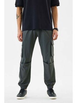 Snitch - Dark Grey Solid Relaxed Casual Cargo Pants for Men