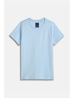 Allen Solly - Boys Light Blue Solid Crew Neck T-shirt
