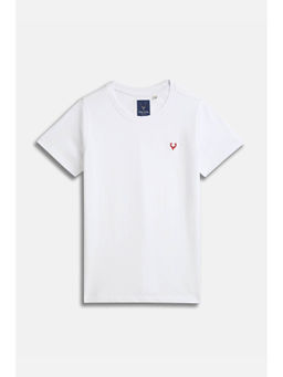 Allen Solly - Boys White Solid Crew Neck T-shirt