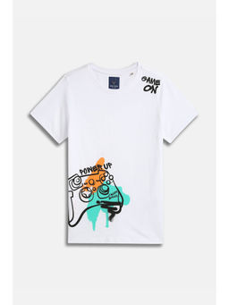 Allen Solly - Boys White Graphic Print Crew Neck T-shirt