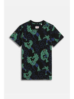 Allen Solly - Boys Black Graphic Print Crew Neck T-shirt