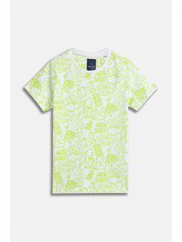 Allen Solly - Boys White Printed Crew Neck T-shirt