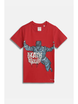 Allen Solly - Boys Red Graphic Print Crew Neck T-shirt