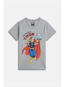 Allen Solly - Boys Grey Graphic Print Crew Neck T-shirt