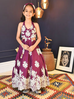 Fayon Kids - Wine Embroidery One Piece Gown