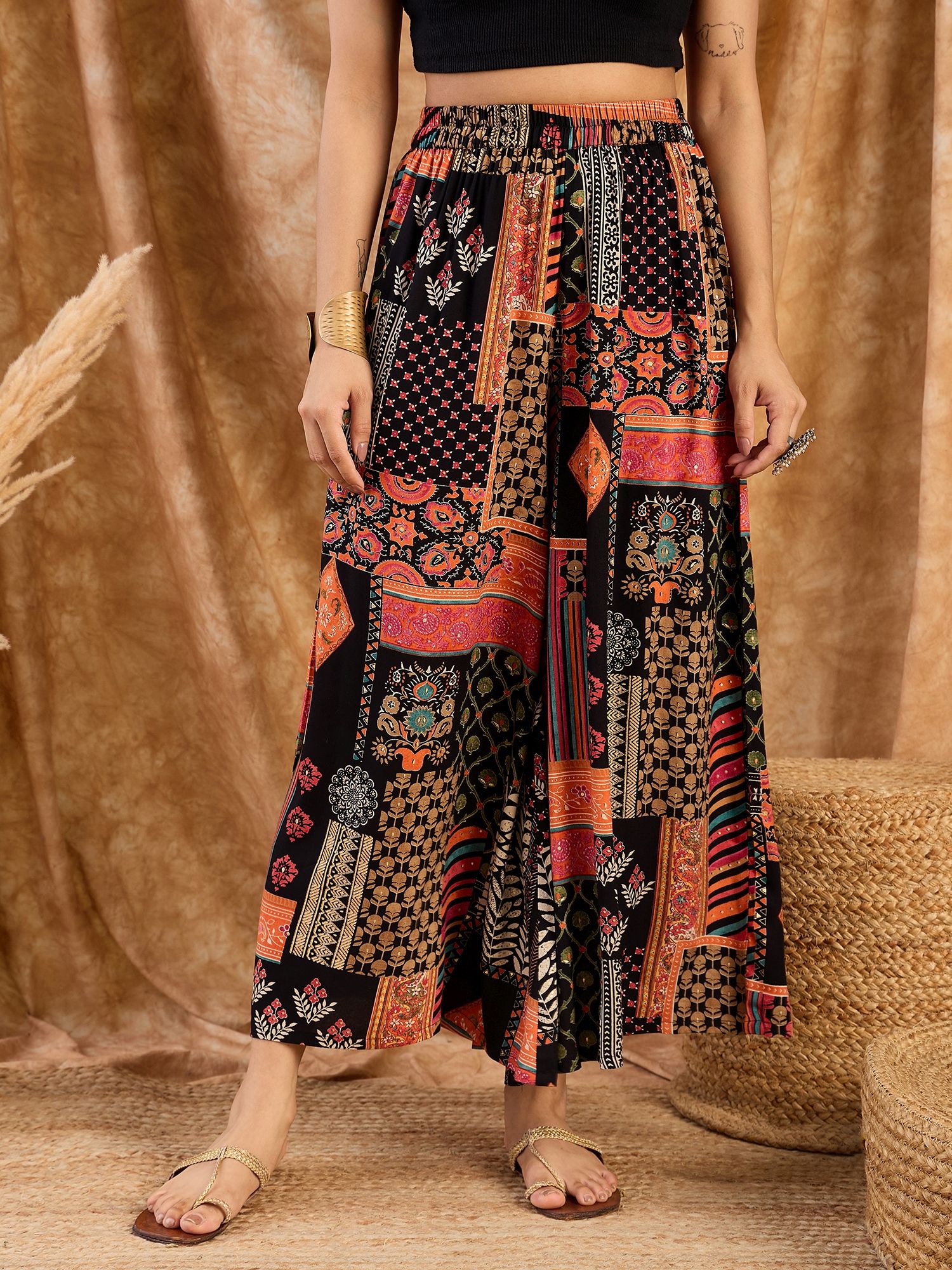 inweave Women Multi Color Round Elastic Palazzo-picture-33