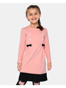 Gymboree - Girls Pink A-Line Dress with Inverted Pleats and Side Buttons (2-2.5 Years)