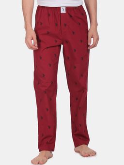 U.S. POLO ASSN. - Men Maroon I506 Comfort Fit Print Cotton Lounge Pants Maroon