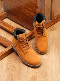 Louis Stitch - Mens Tan Italian Suede Leather High Ankle Handmade Long Boots